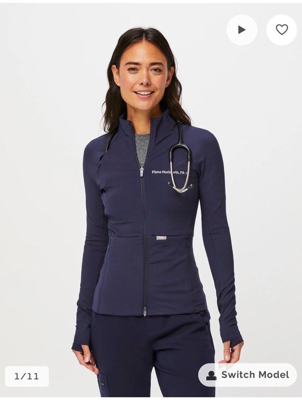FIGS ContourKnit Scrub Jacket™ Navy Size Small
